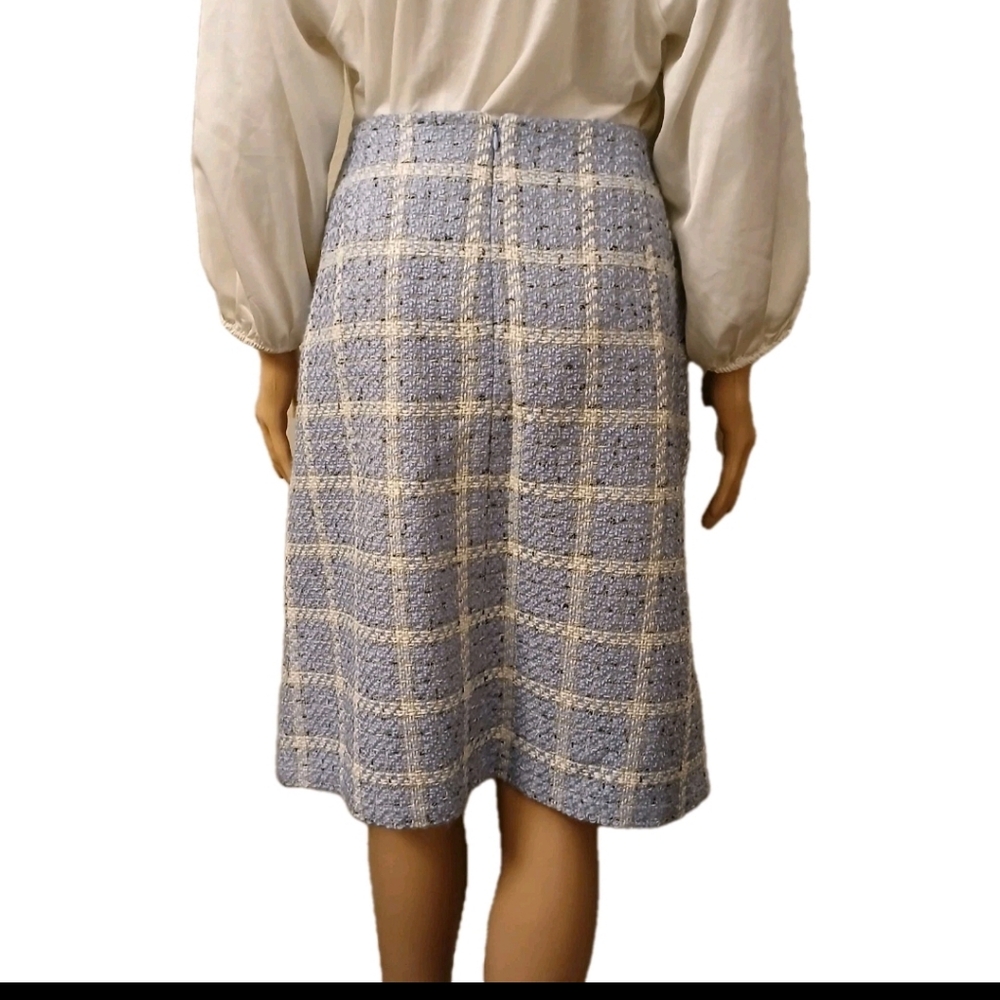 Requeriments  Midi Lenght Pencil Skirt Tweed Woven Sz 14 Light Blue White - Picture 3 of 12